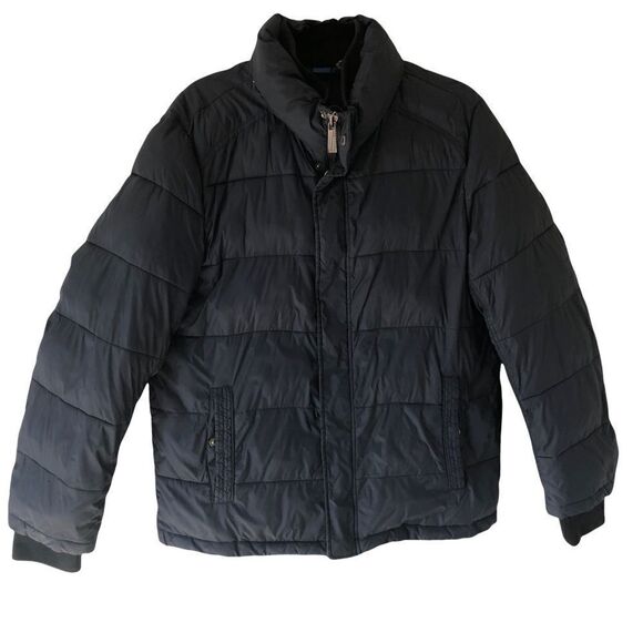 Andrew Marc Mens Navy Blue Full Zip/Snap Puffer Jacket Size Medium - Picture 1 of 10